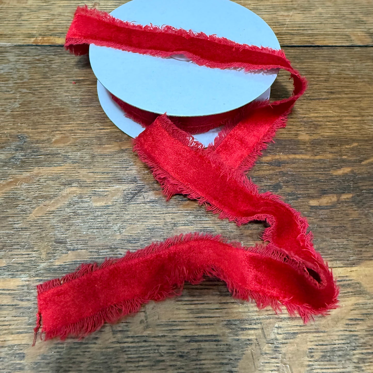 Red Velvet Ribbon 1 in - Frayed Edge (10 Yards)