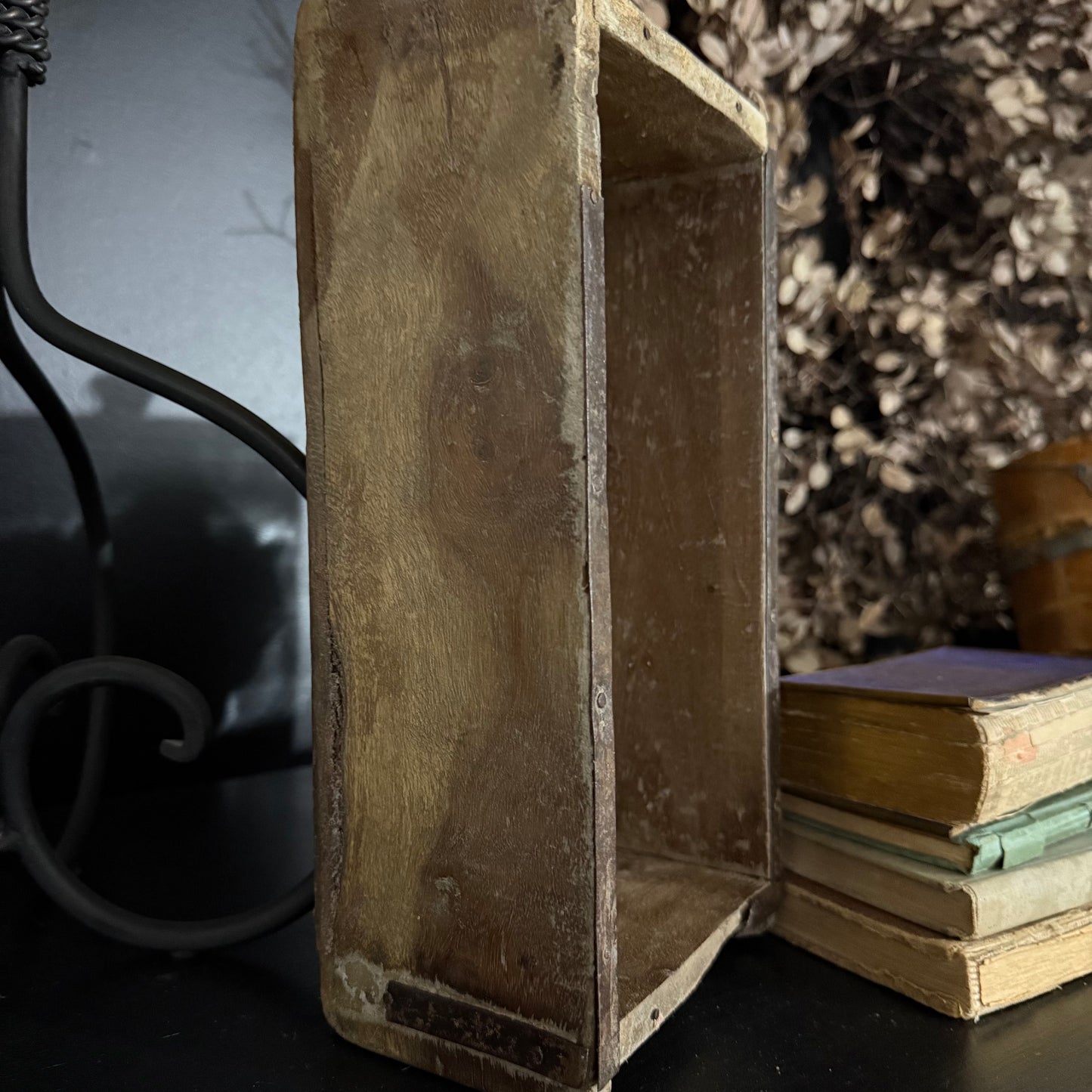 Antique Stamped Brick Mold – Rustic Wooden Box with Markings