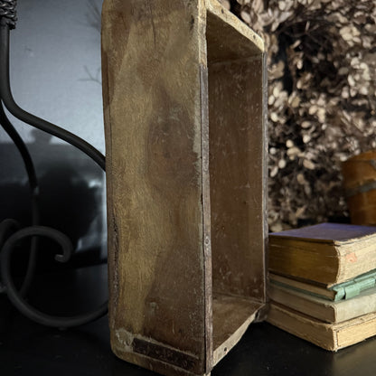 Antique Stamped Brick Mold – Rustic Wooden Box with Markings
