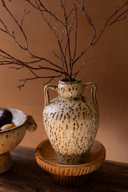 Rustic Ceramic Urn With Two Handles