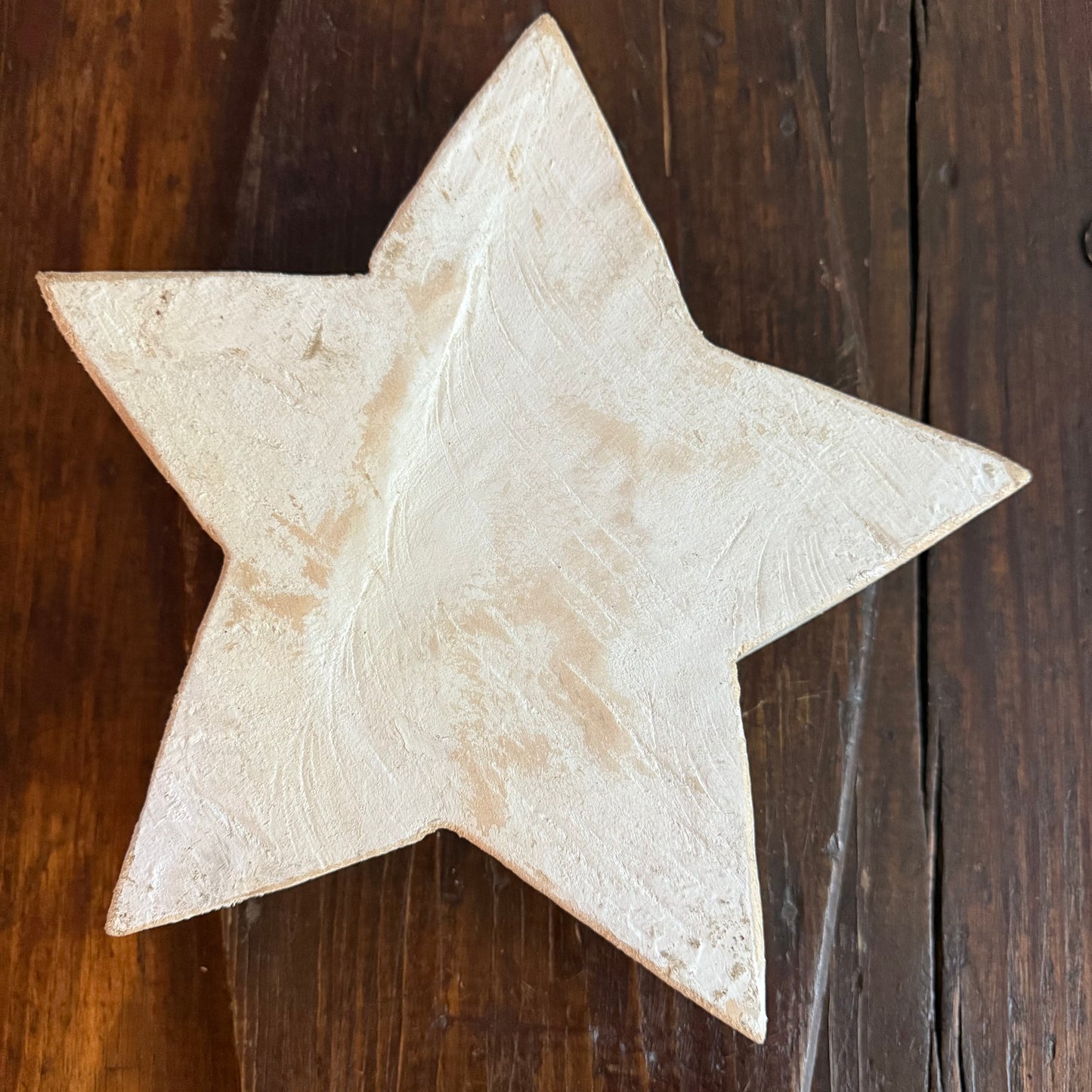 Rustic Star Wood Bowl - White Washed