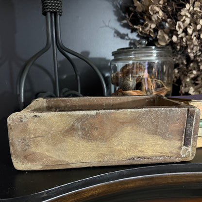 Antique Stamped Brick Mold – Rustic Wooden Box with Markings