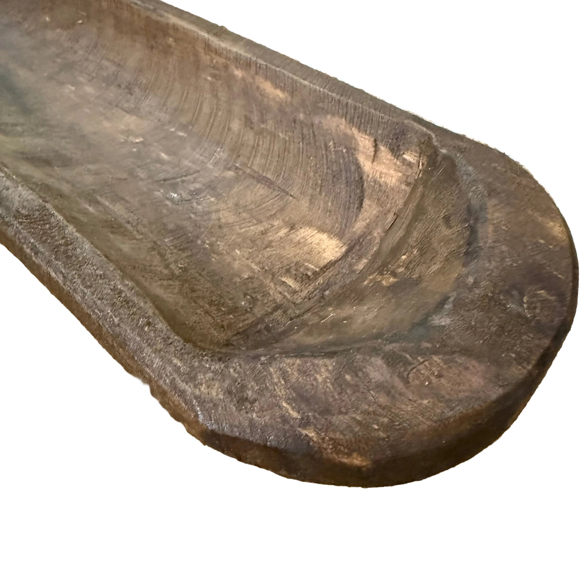 A rustic dark brown wooden bowl 