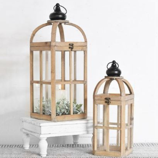 wood rustic lantern set - modern rustic home decor