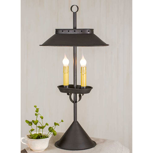 Rustic Double Candle Desk Lamp