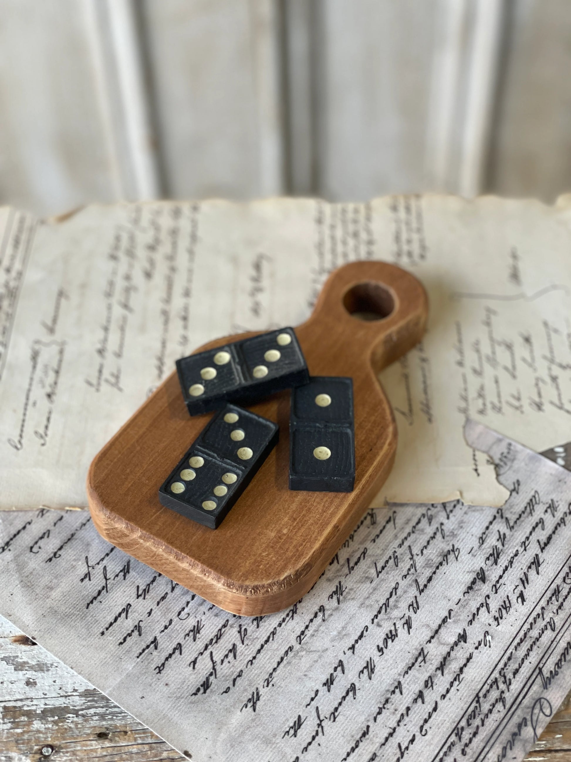  Rustic wood riser plank on a styled surface
