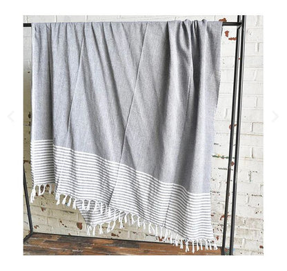 Charcoal Throw with White Accents