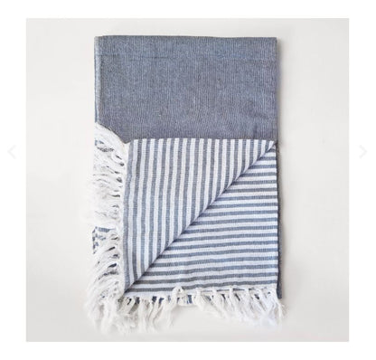 Charcoal Throw with White Accents