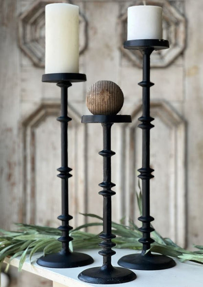 Tall Black Metal Candle Holder