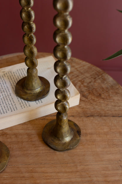 Taper Candle Holders Antique Brass - Set Of 3