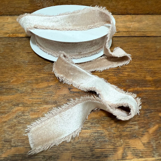 Natural Velvet Ribbon 1 in - Frayed Edge (10 Yards)