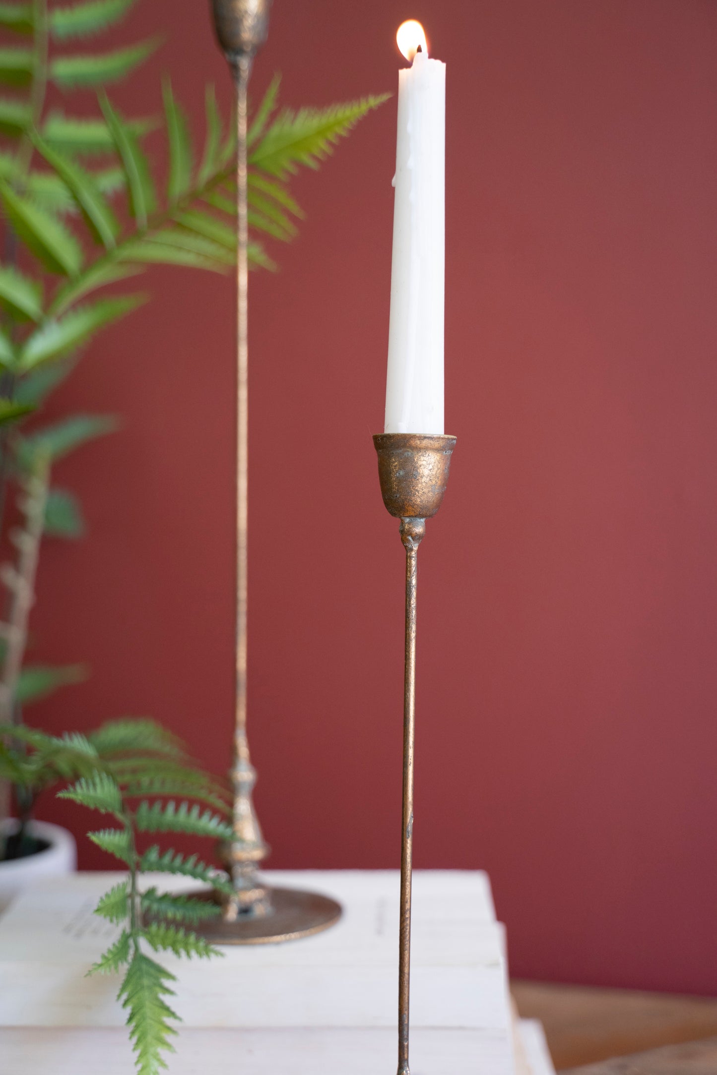 Antique Brass Candle Holders - Set of 2