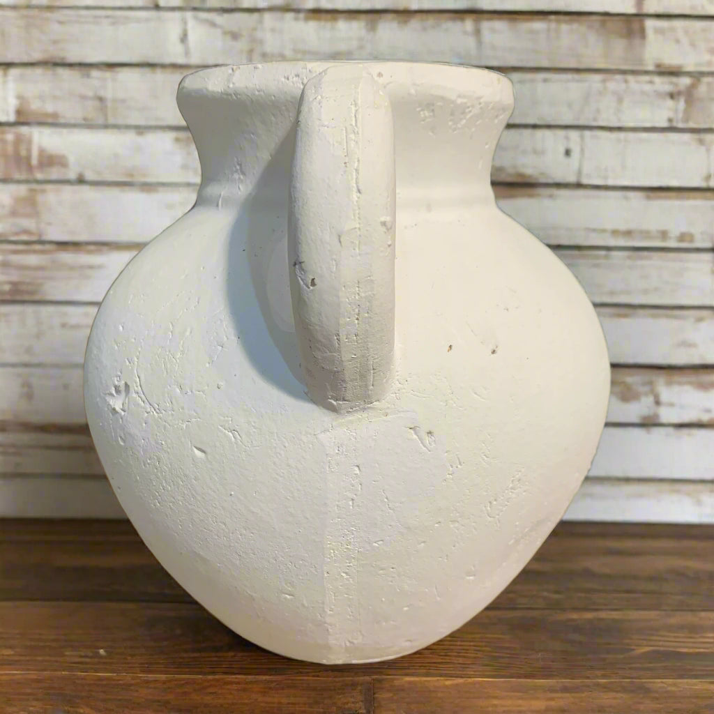 White Pottery Vase With Handle