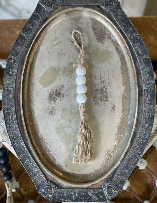 White Washed Bead Ornament