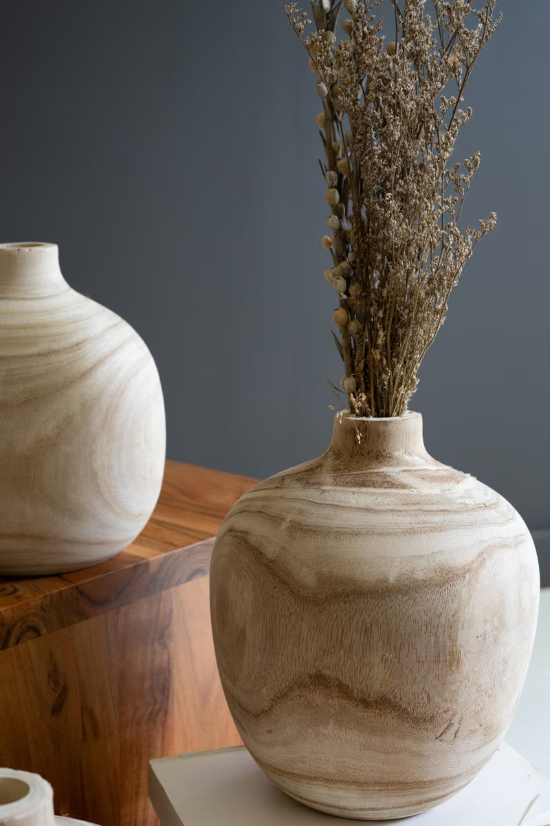 Carved Wooden Bulb Vases - One Each Design- Set of 5