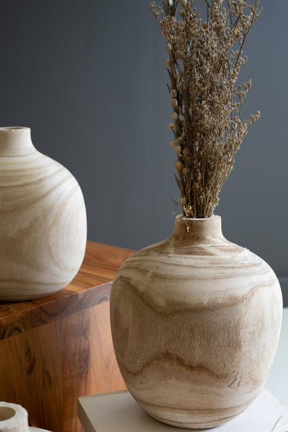 Carved Wooden Bulb Vases - One Each Design- Set of 5