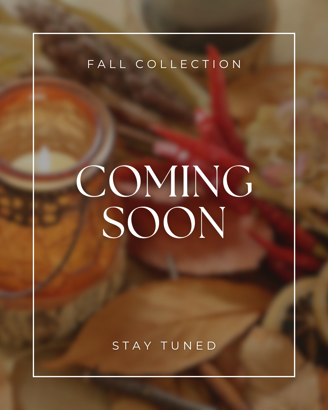 wtc_summer_coming - Promotional image for a fall collection with blurred background and text overlay.