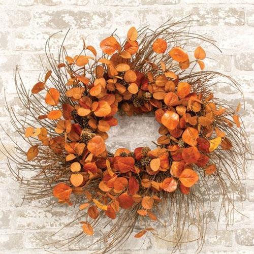 Penny Leaf Wreath 26" Red