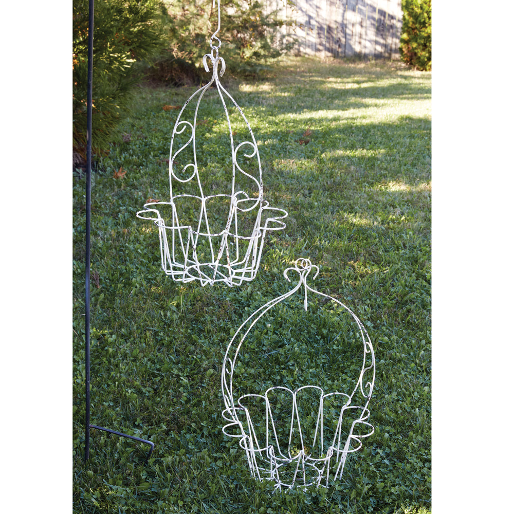 Wire Flower Hanging Baskets - Set of 2