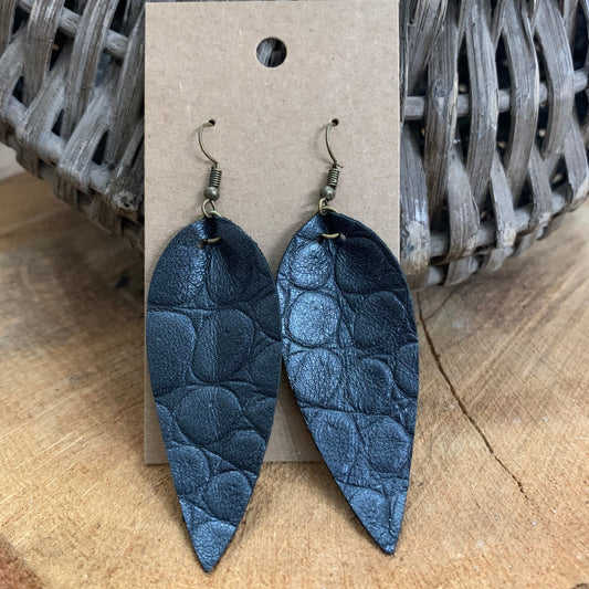 Leather Textured Teardrop Earrings#shop_name