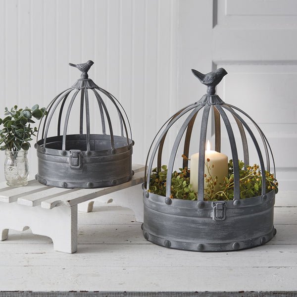 Metal Cloches with Birds - Set of 2#shop_name