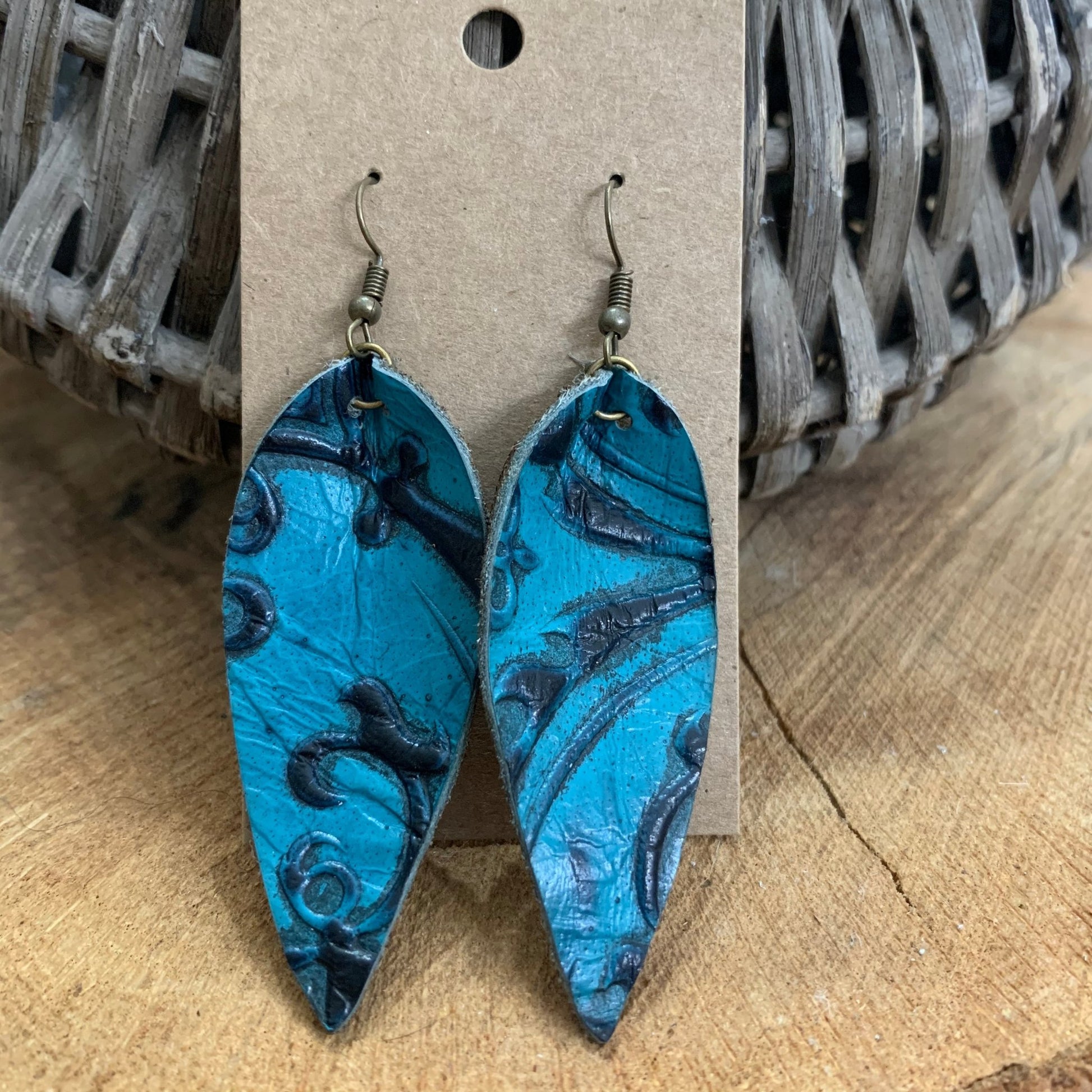 Textured Leather Teardrop Earrings#shop_name