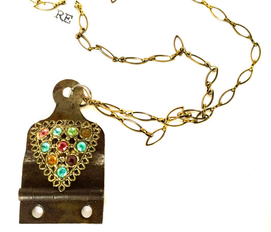 Vintage Style Necklace made from old hinge#shop_name