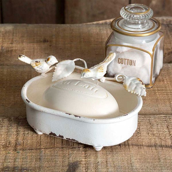 White Soap Dish with Birds#shop_name