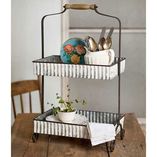 Whitewash Corrugated Two-Tier Tabletop Caddy#shop_name