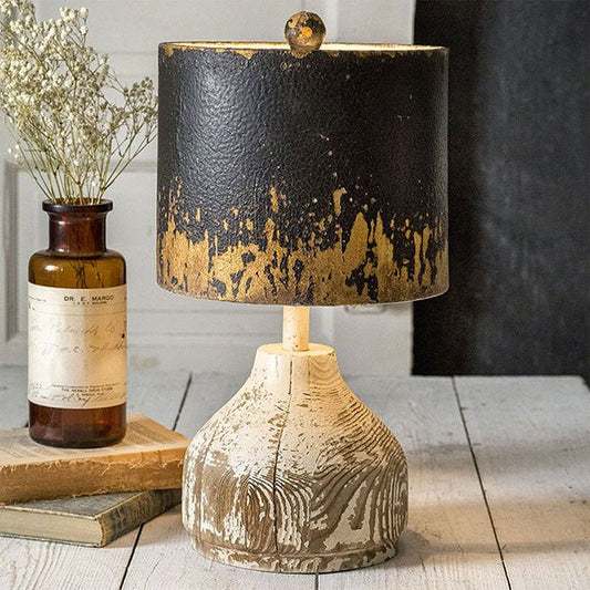 Wood Base Tabletop Lamp with Metal Shade#shop_name